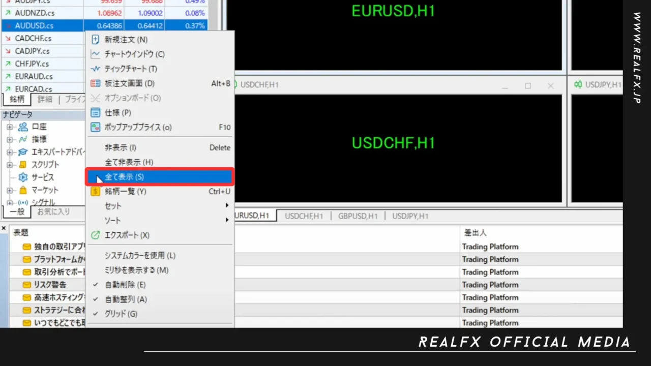 REALFX 導入手順 MT5初期設定